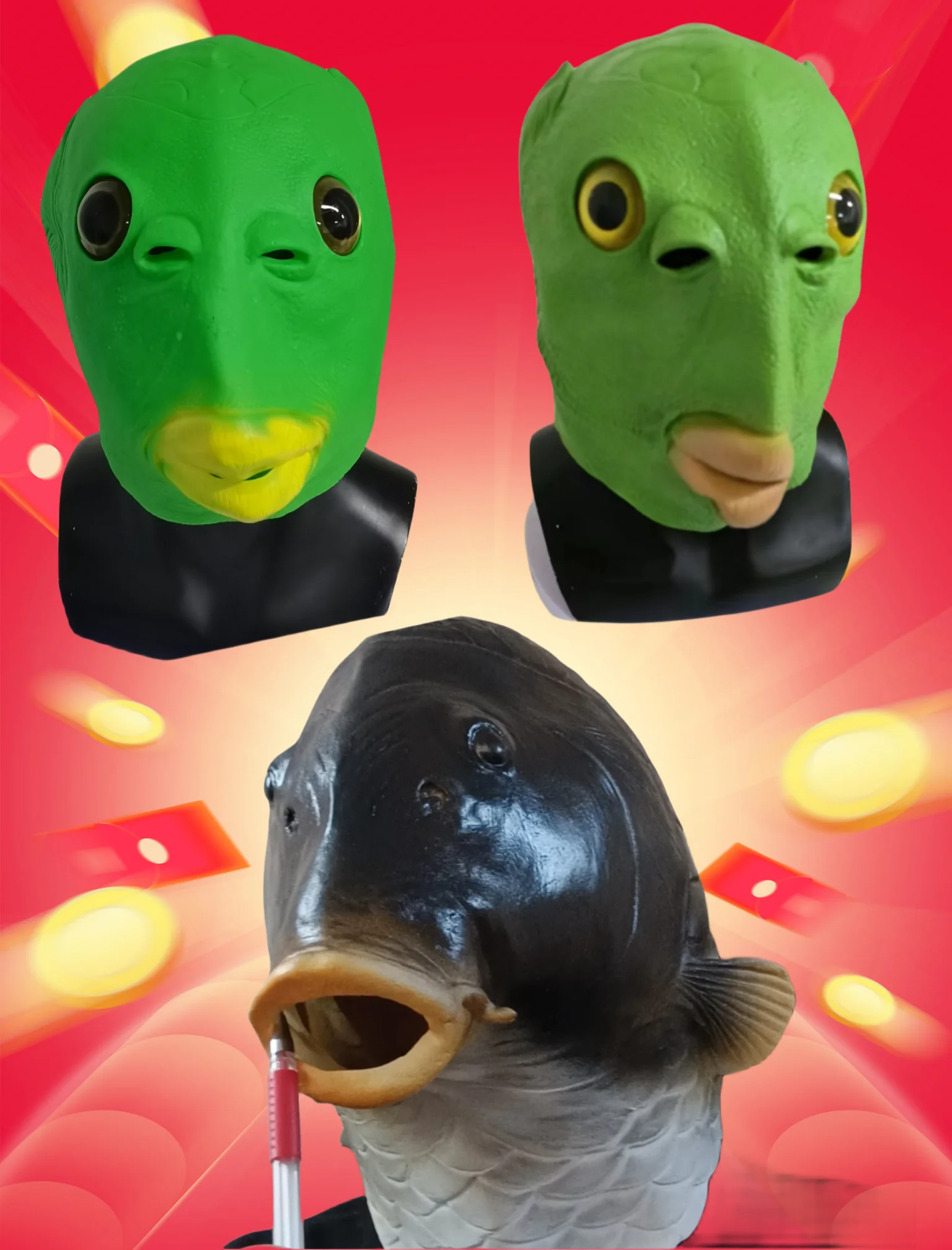 Cosplay Prop Mask Realistic Fish Latex Mask - Full Head Animal Costume For  Halloween \u0026 Cosplay Parties Shark Hats For Adults, image size:1536x2016