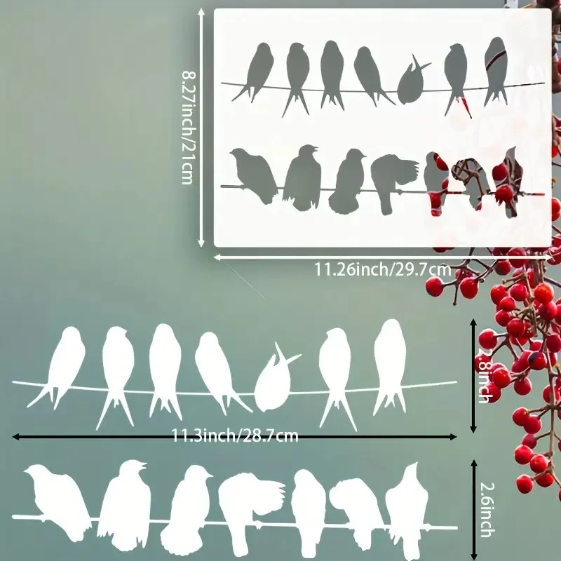 1PC 11.26×8.27인치 새 실루엣 스텐실 재사용 가능한 플라스틱 페인팅 템플릿 벽 나무 직물 홈 장식 DIY 아트 공예
