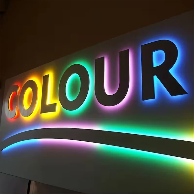Logo 3D personnalisé lettres métal LED enseigne réception studio