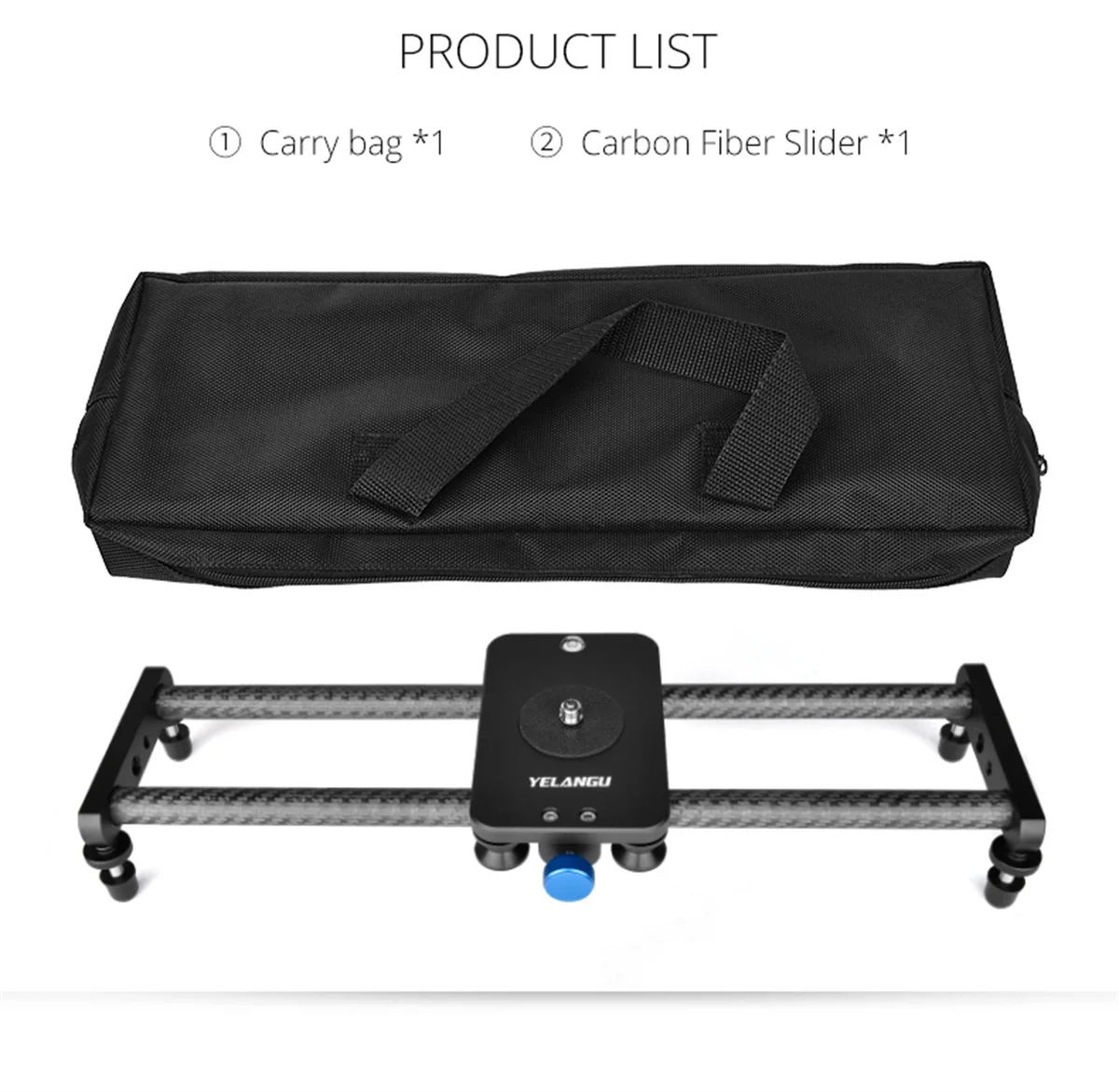 YELANGU 40CM Carbon Fiber Camera Track Slider for Canon Nikon Sony DSLR Smartphone Lightweight Smooth Video Stabilizer Rail camera track slider