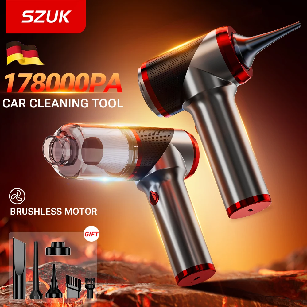 SZUK 178000Pa Car Vacuum Cleaner Wireless Handheld Cleaner Mini Cleaning Machine Strong Powerful Portable Vacuum Cleaner Car 1