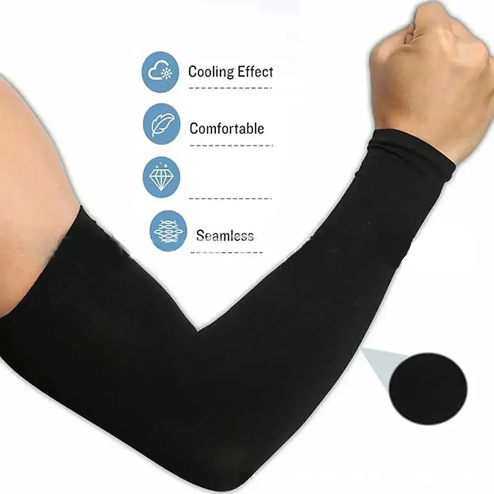 1Pair UV Sun Protection Arm Sleeves Breathable Quick Dry For Cycling Sport Sleeve Ice Fabric Sun Protection Sports Compression