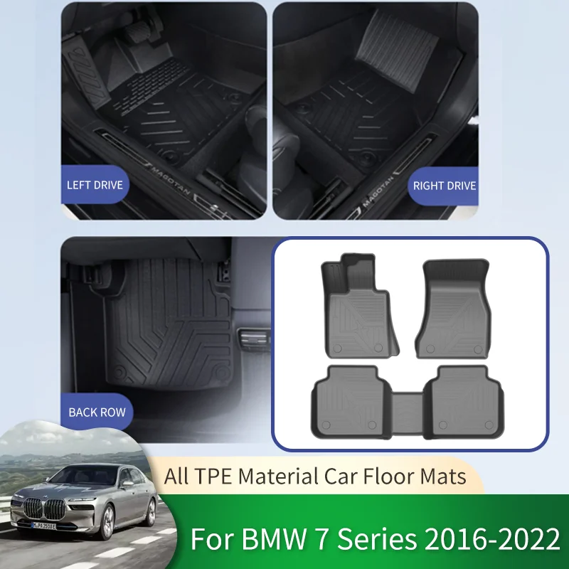 

Автомобильный водонепроницаемый нескользящий напольный коврик из ТПЭ, полное объемное защитное покрытие, коврик для ног, аксессуары для BMW 7 серии G12 2016 ~ 2023 2022