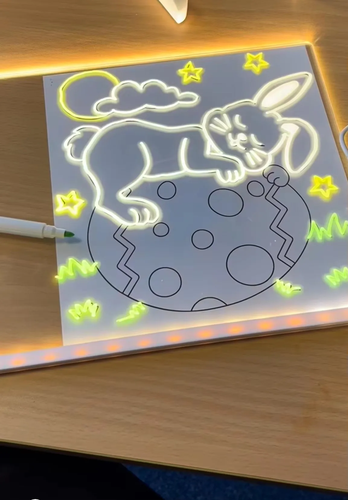 Glowing LED Drawing Board Lamp Transparent Acrylic Message Note Board Erasable Memo USB Night Light Birthday Christmas Gifts