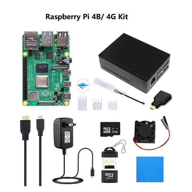 Ufficiale Pi 4B Kit Completo Ram Computer A Scheda Singola Raspberry Pi 4 Modello B Kit Fai Da Te Con Dissipatore Di Calore 32Gb Micro Sd Ventola Di R