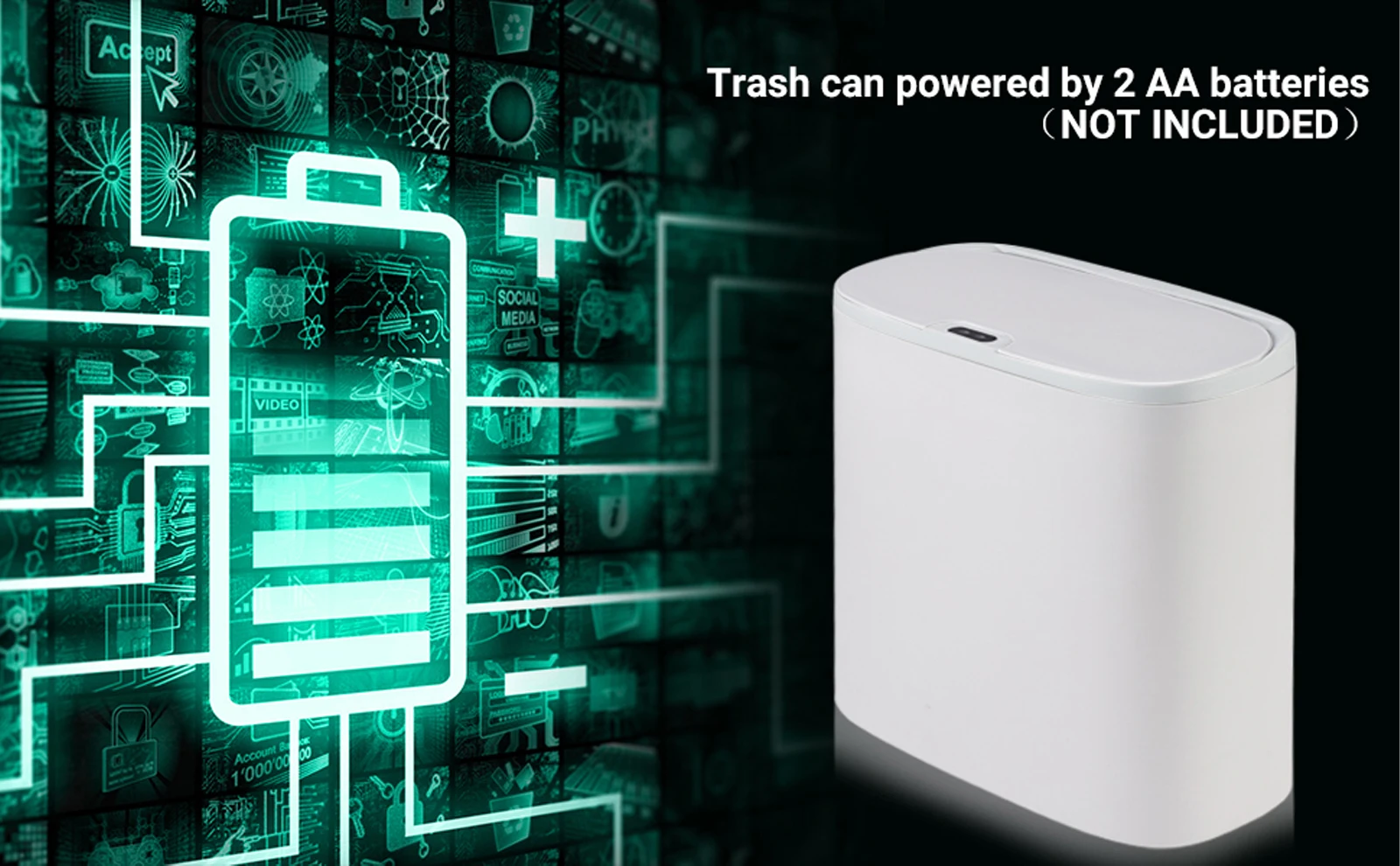 Motion Sensor Trash Can - 13L Automatic Waterproof Bin for Bathroom Kitchen Office Bedroom
