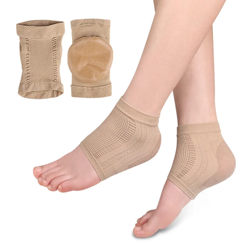 4 Pairs Cracked Heel Treatment Repair Socks Vented Gel Moisturizing Heel Sleeves For Cracked Heels Dry skin (One Size fits Most)