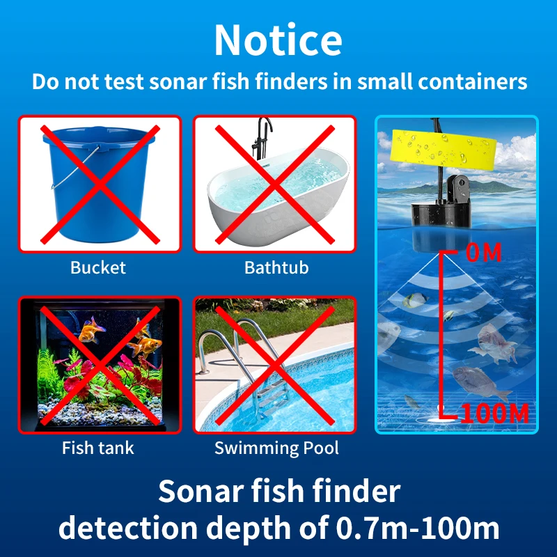 Fish Finder Erchang XF03 Portable Sonar Fish Finder Fishing lure Echo Sounder Fishing Finder Lake Sea 100M Depth