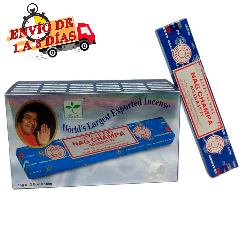 Incenso Nag Champa blue Agarbatti in bacchette 180 grammi in 12 scatole + incenso guida regalo spirituale fatto a mano in India Bangalore senza lavoro infantile una delizia per e odore (autentico)