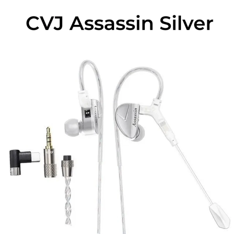 

CVJ Assassin Серебристые наушники-вкладыши 1BA + 1DD + 1, вибрирующий режим игры, Hi-Fi микрофон, гибридные проводные наушники-вкладыши IEM, наушники