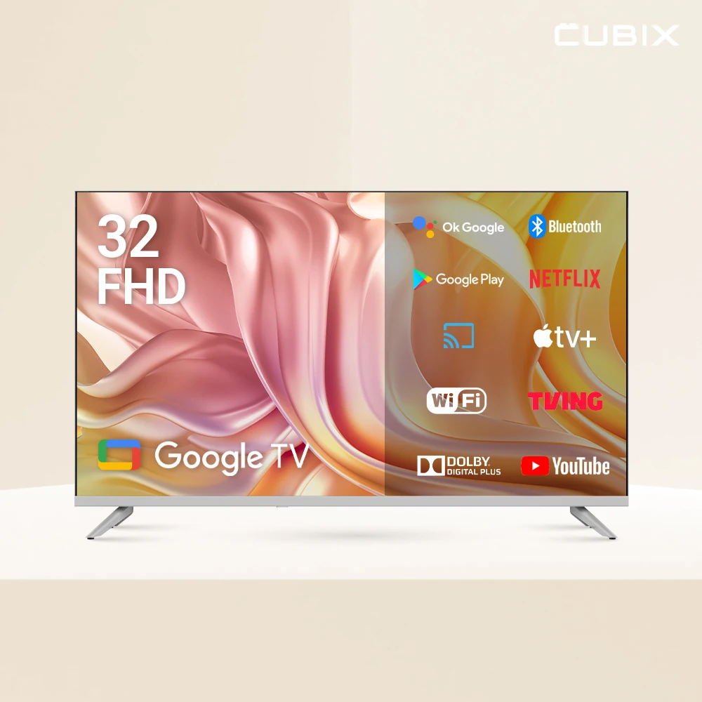 큐빅스 81cm 32인치 FHD QLED 스마트TV 화이트에디션 구글 안드로이드