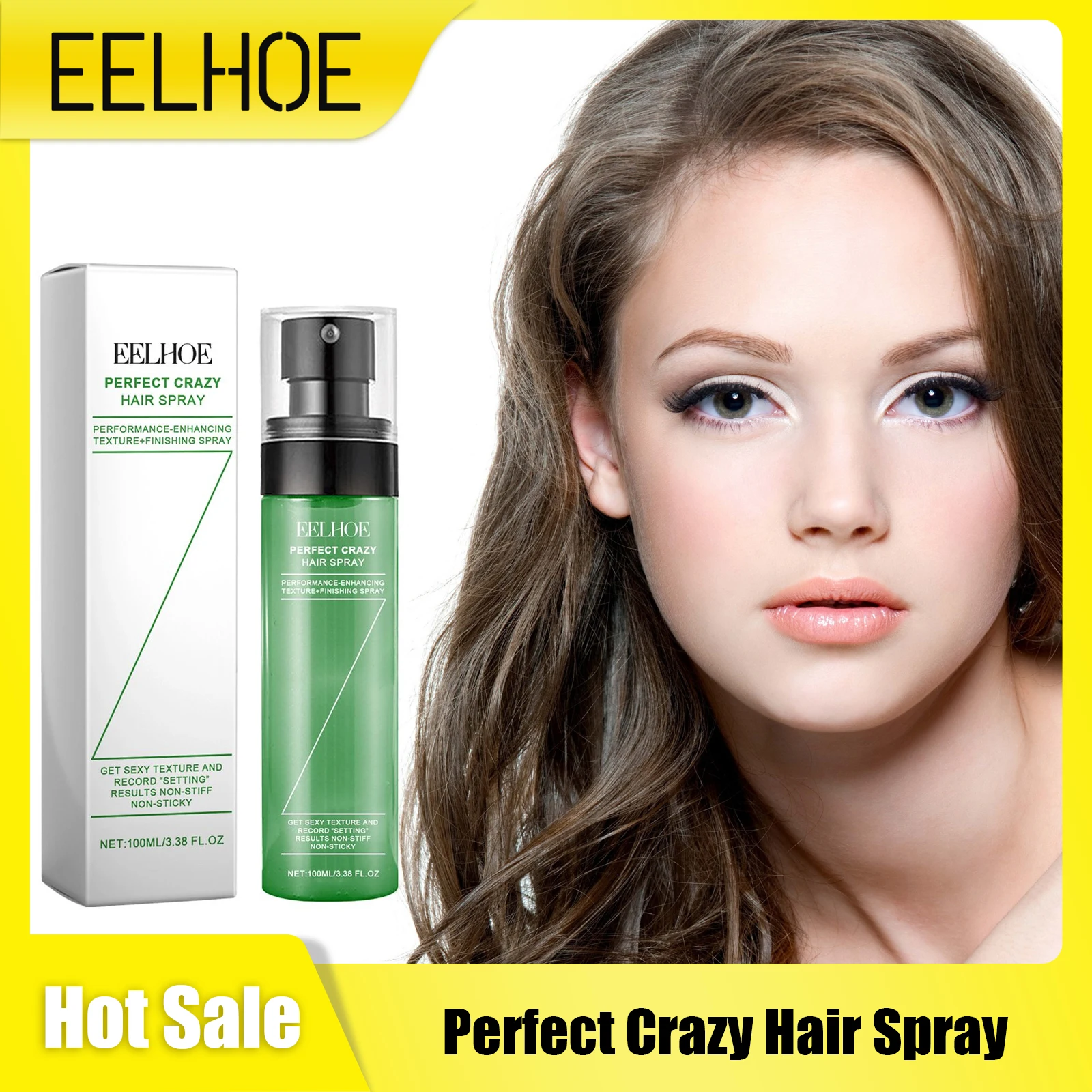 EELHOE Fluffy Volumising Hair Spray Hair Thickening Freshing Oil Control Frizz Treatment Firm Hold No Wash Dry Spray 100ml