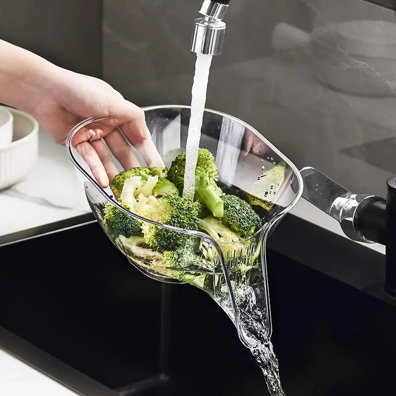 Crystal Clear Multifunctional Drain Basket Two-in-one Wet Separation Comes With Blanching Water Dish Basin paniers