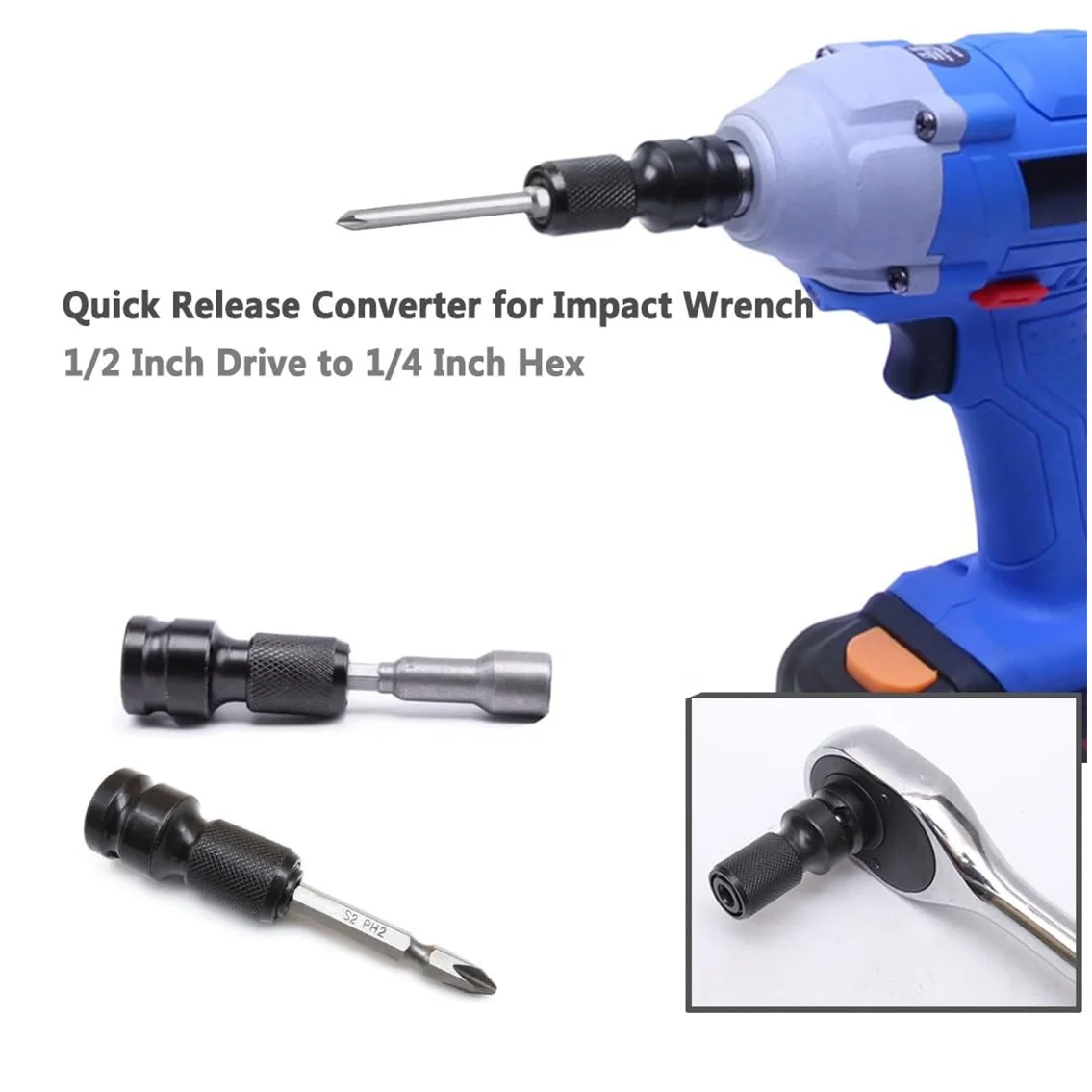 Socket Converter Ratchet Quick Load Adapter for Impact Air and Electric Wrenches