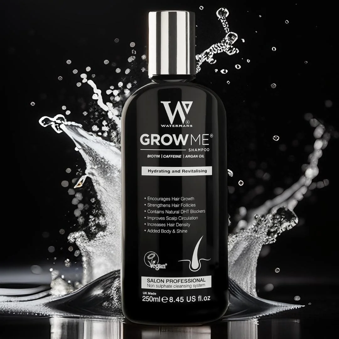 

Watermans Grow Me®Шампунь для волос, кофеин, биотин, аргановое масло, масло розмарина. Шампунь для истончения, улучшает объем волос, DHT Bl