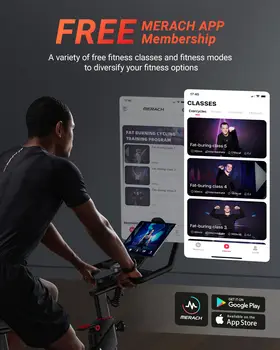 MERACH Indoor Exercise Bike with Auto Resistance Bluetooth Stationary Bike with APP Data Tracking & Tablet Holder Cycling Bike 2