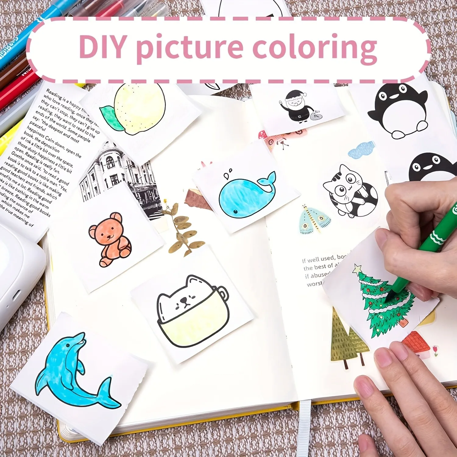 미니 휴대용 무선 사진 및 라벨 프린터, USB 충전식 잉크리스 디자인, 저널링, 공부 노트, 가정, 사무실, 메모 작성용