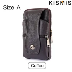 Men's Leather Waist Bag - Multifunctional Fanny Pack with Large Capacity and Shoulder Strap (Size A Coffee)