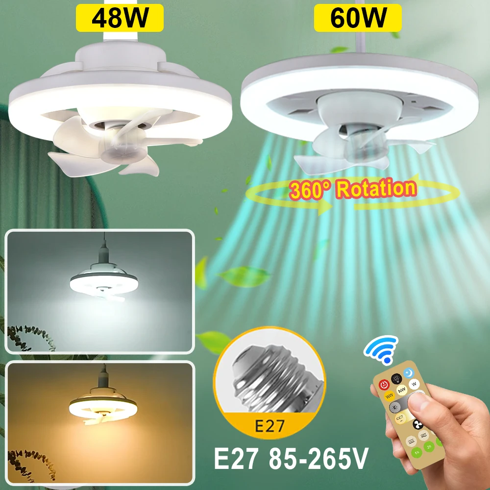 Australien dis Bestået 360 ° Rotating Ceiling Fan Light E27 Intelligent Fan With Remote Control Led  Fan Light For Living Room Bedroom Top Light 85-265v - Ceiling Fan -  AliExpress