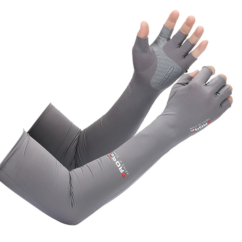 2pcs Sport Arm Sleeves Cycling Running Fishing Climbing Arm Cover Sun UV Protection Ice Cool Sleeves 5-finger Cuff