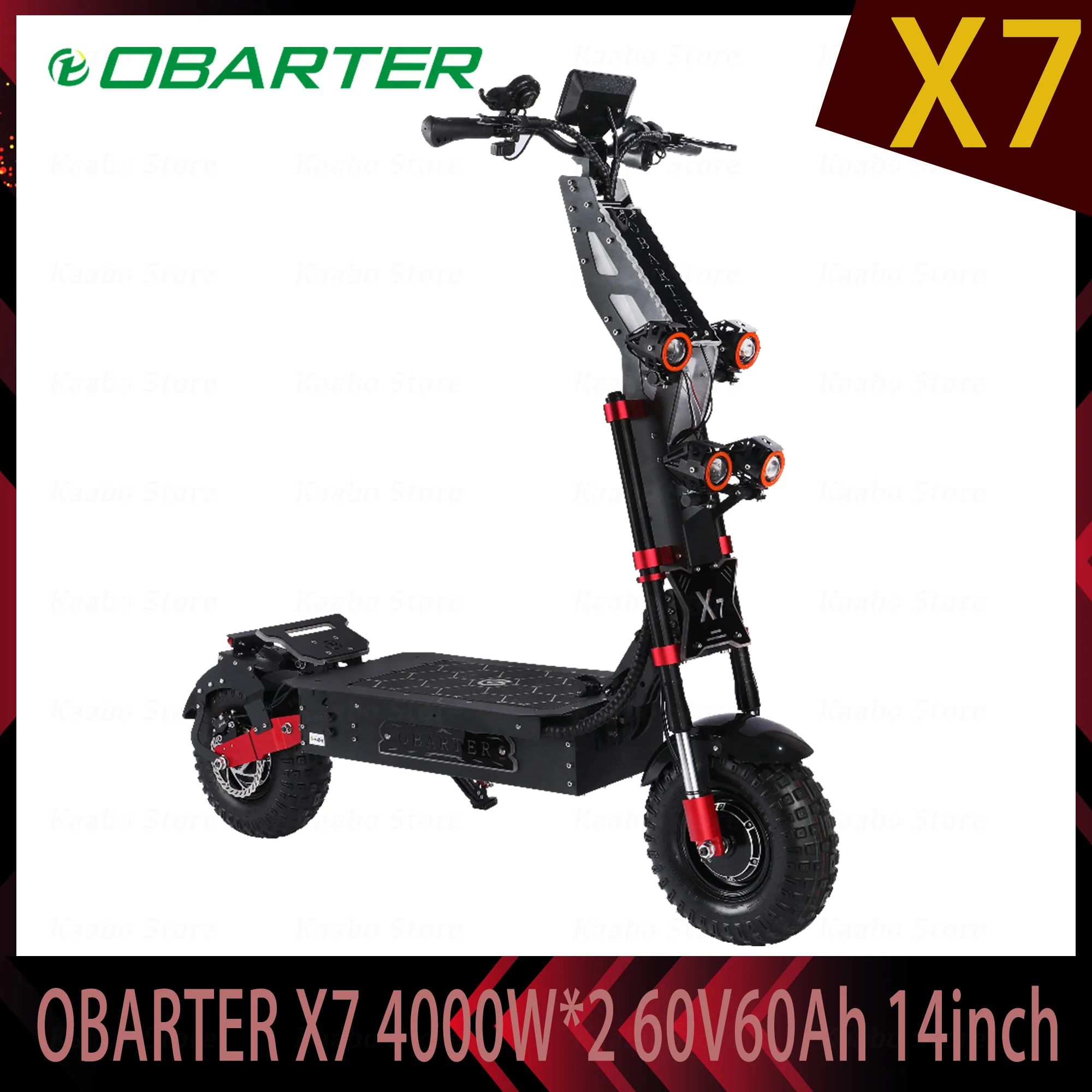 Obarter Électrique X7 4000w X 2, 60v, 60ah, 14 Pouces