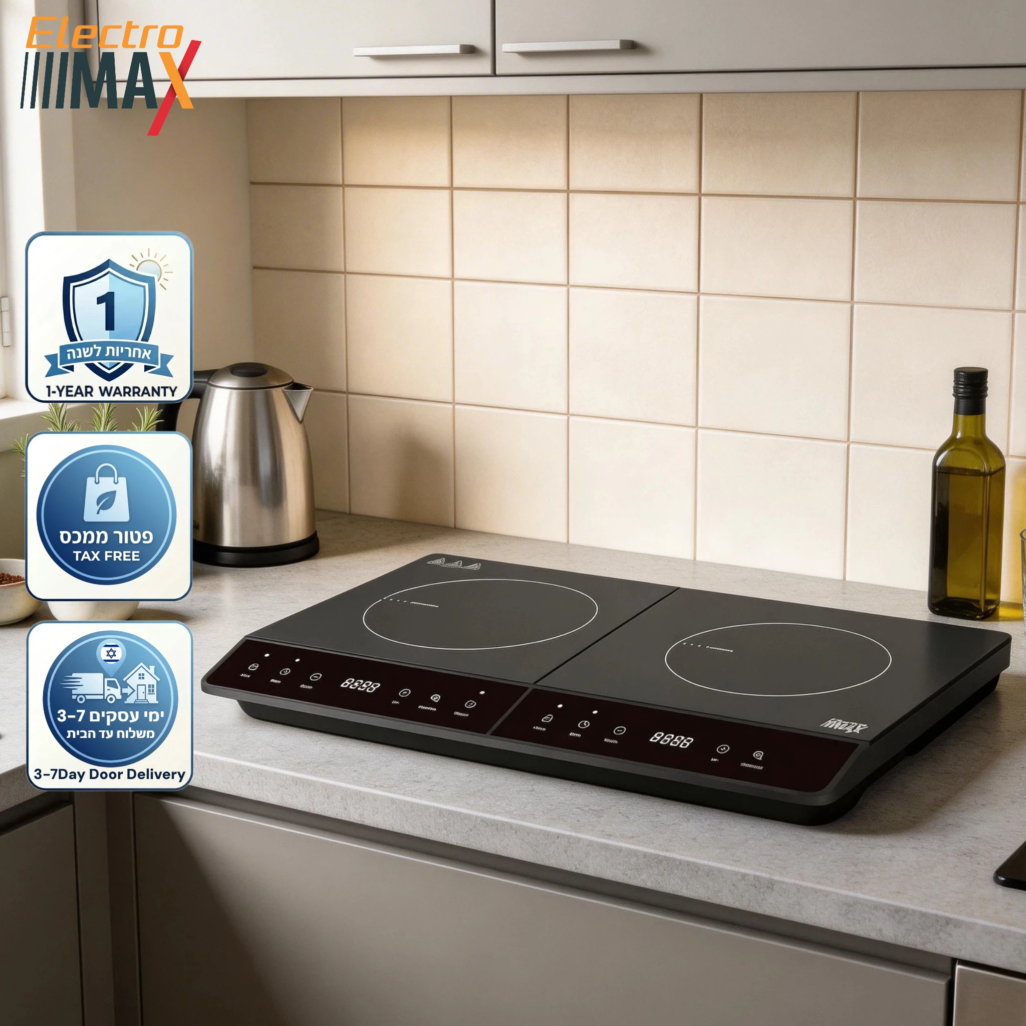 Electro Max 3500W Doppel-Induktionskochfeld Elektrischer Magnetkochherd mit Kristallglasplatte Touchpad-Steuerung Timer Kochfeld - AliExpress 6