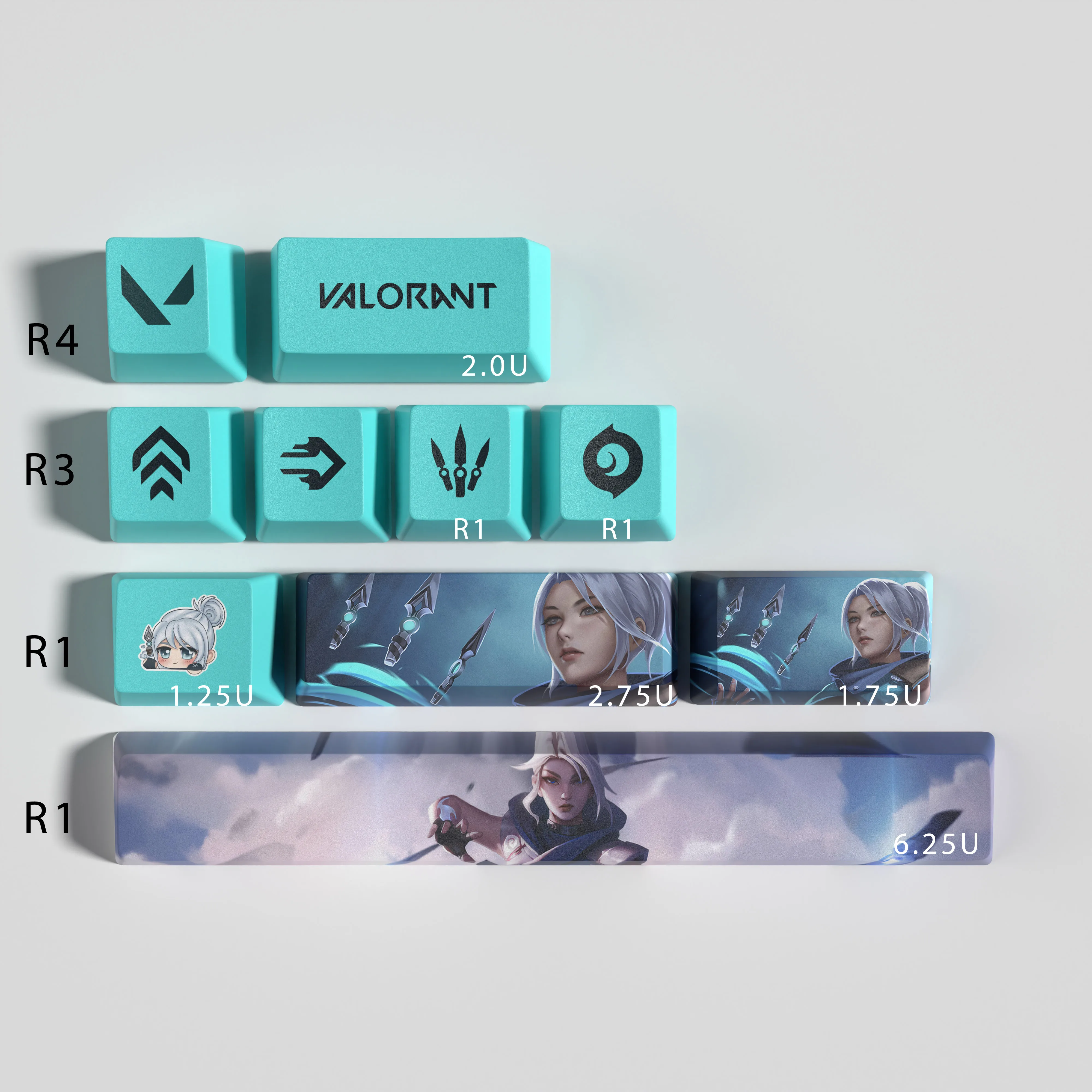 Perfil do Oem 10 Chaves Pbt Dye Sub Keycaps Jogo Jett Valorant - Imagem 2