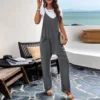 Ladies Onesie Suspender Trouser Pant Loose Casual Female Women One-Piece Wide Leg Romper Overalls Jumpsuit Streetwear Plus Size 5