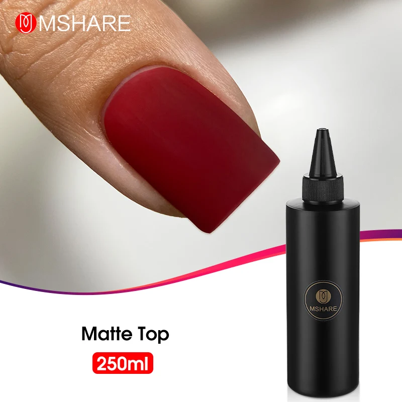 

MSHARE Matte Top Coat Gel Polish No Sticky UV Led Soak Off Nail Polish Dull Frosted Surface Permanent Varnish 250ml