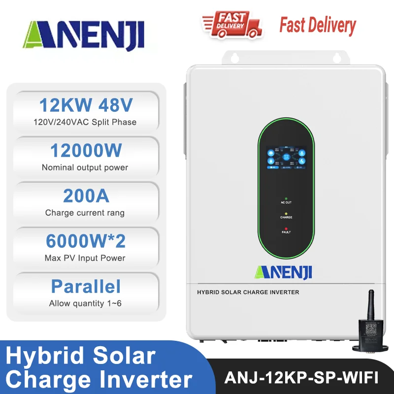 ANENJI 3.6KW 6.5K 12KW 48V 110V 하이브리드 태양광 인버터 MPPT 와이파이 인버터 병렬 6 최대 태양광 패널용