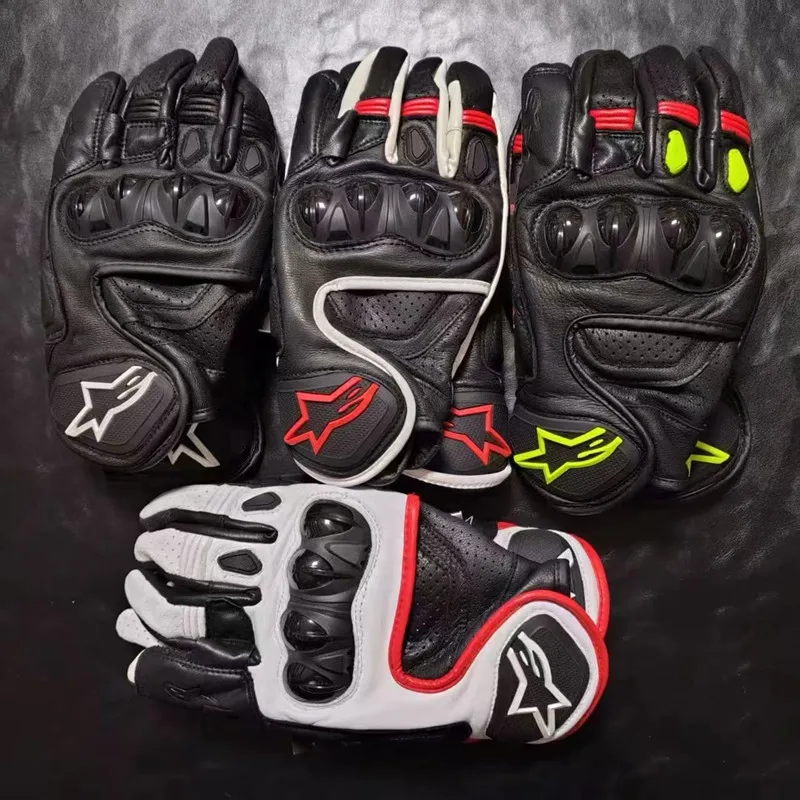 ALPINESTARS Genuine Leather Motorcycle Gloves Breathable Full Finger Guantes Luvas Motocross Gloves Protection Racing Riding 6