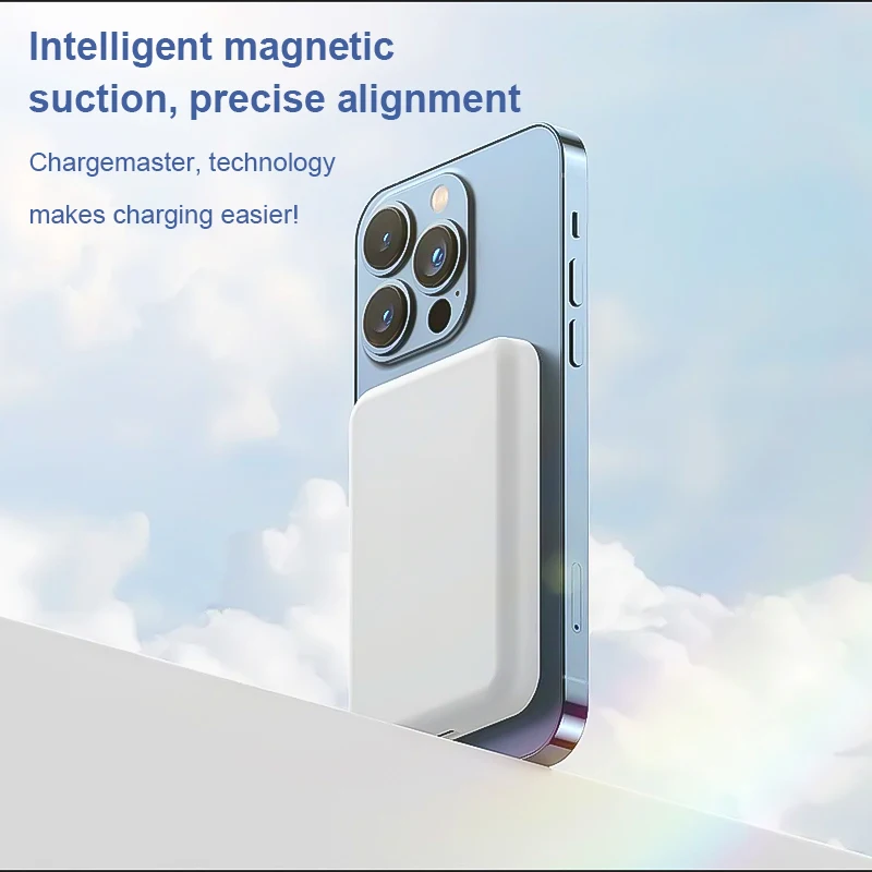 5000 Mah Wireless Magnetic Power Bank, 15 Watt Fast Charging Mobile Power Supply, Portable Magnetic Charger, Suitable for All Apple Devices Adsorption Is Recharged. Outdoor Emergency Power Supply 5