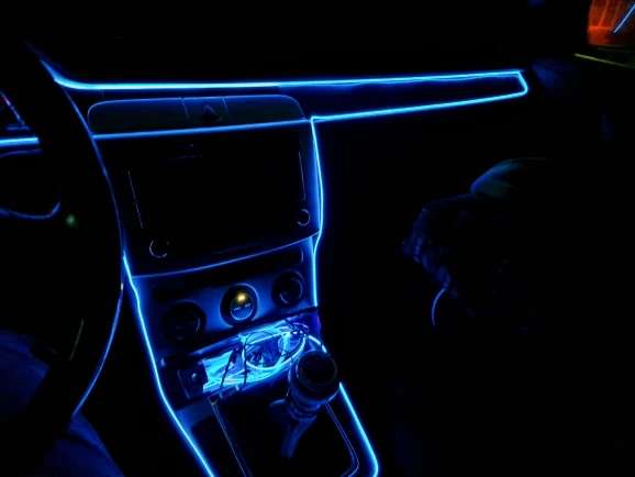 1M/2M/3M/5M Bilinteriör LED Dekorativ Lampa EL Kabeldragning Neon Strip För Auto DIY Flexibelt omgivande ljus USB Party Atmosphere Diode