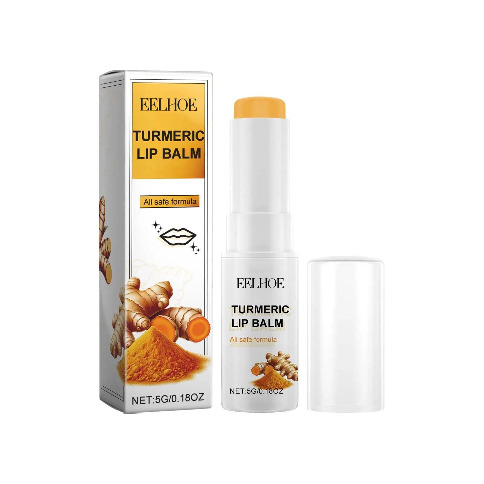 EELHOE Lip Balm for Turmeric Dark Pigmentation Remover Reduce Fine L-Ines Lightening Melanin Lip Gloss Long Lasting Cosmetics 5g 2
