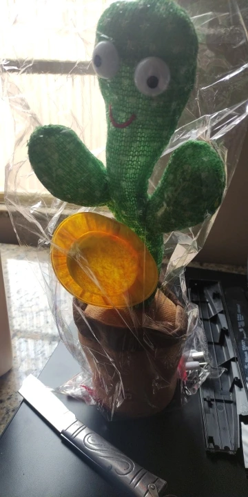 Kit 1/2 Cacto Dançante e Falante Interativo Recarregavel Reproduz Voz, Música, Dança, Luzes, Pelúcia Boneco Brinquedo+cabo photo review