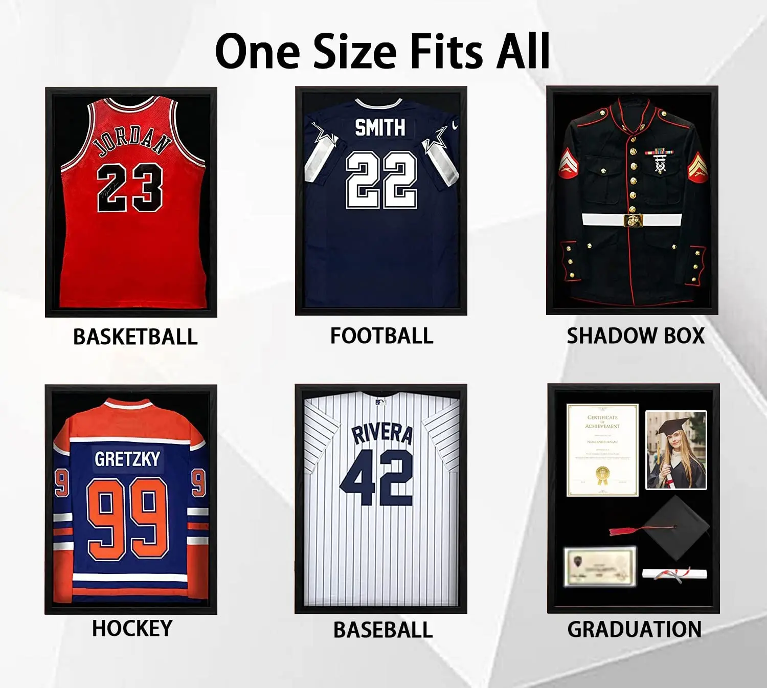 Jersey Frame Display Case Large Frames Shadow Box Lockable with UV  Protection Hanger Wall Mounted Uniform Memorabilia for Short