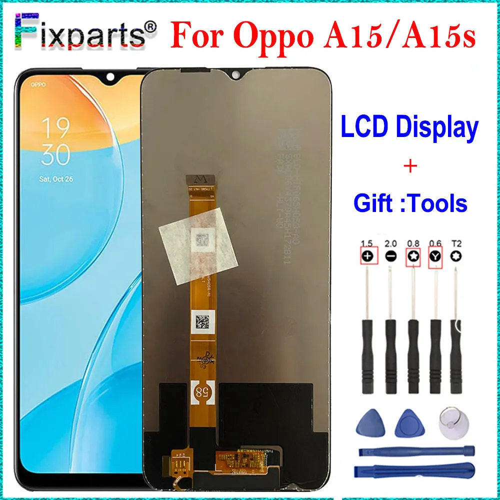 Schermo LCD Per Oppo A15 / A15S Con Touch Digitizer E Kit Di Strumenti - Display Di Ricambio 6.52 Pollici Nero Per CPH2185 CPH2179