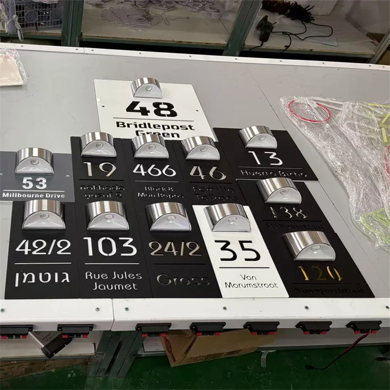 Description Picture 4 of itemPersonalized Solar House Sign Led Modern Door Number Plaque Laser Cutting Contemporary House Plate