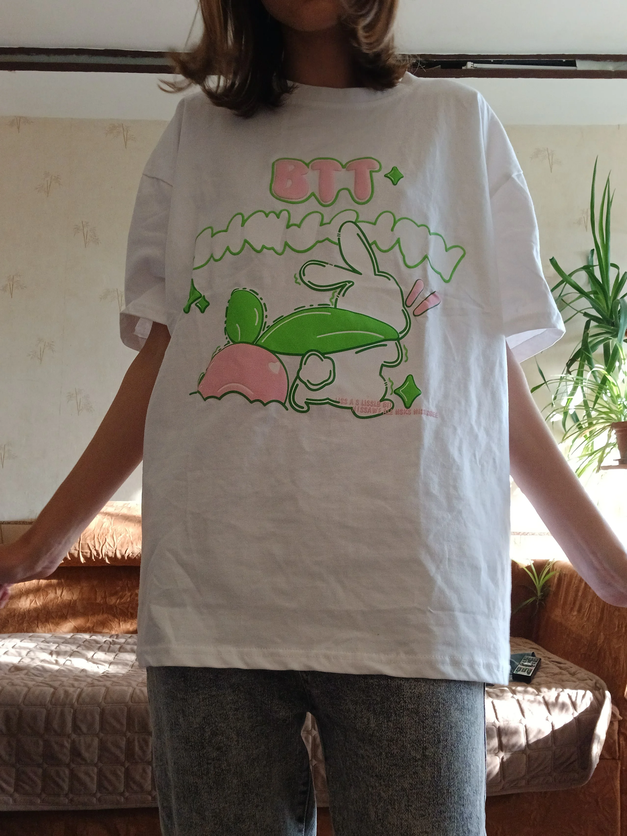 Japanese Retro Cartoon Rabbit Print T-shirt