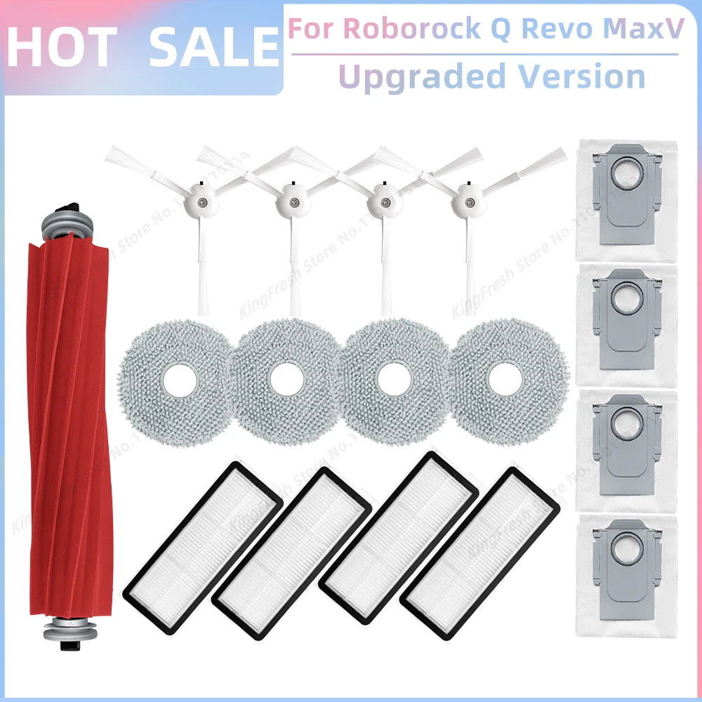 Robotic Vacuum Essential Replacement Kit - Main Roller, Side Brush, HEPA Filter, Mop Cloth, and Dust Bag
