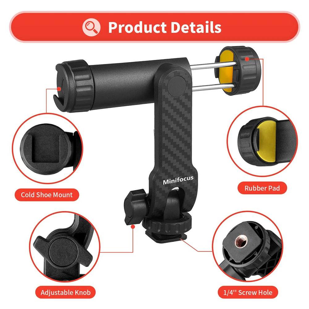 Camera Hot Shoe 360°Rotatable Phone Mount Holder Tripod With Cold - Main Image