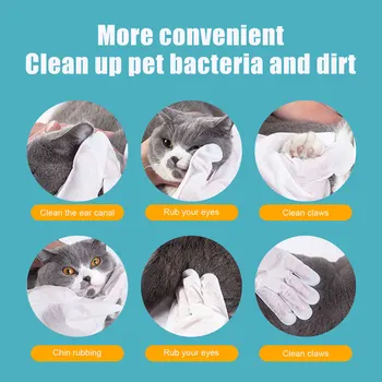 6Pcs/Pack Cat Dog Grooming Glove Pet Hair Deshedding Brush Comb Glove Disposable Pet Stain Remover Wipes Non-Woven Fabric Glove 2