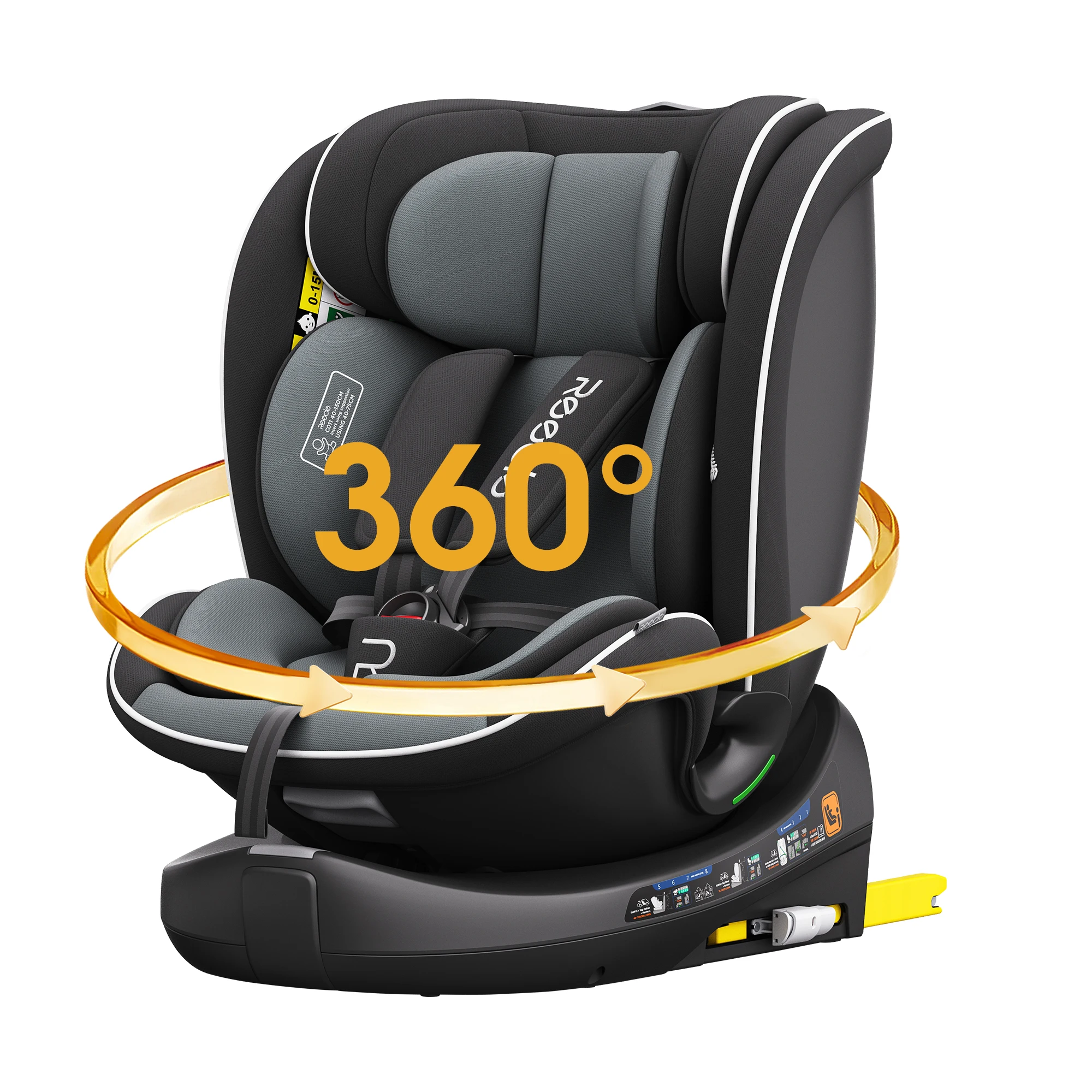 Reecle I-Size 360 Swivel Baby Car Seat, 40-150cm (0-12 Years), Compatible with ISOFIX