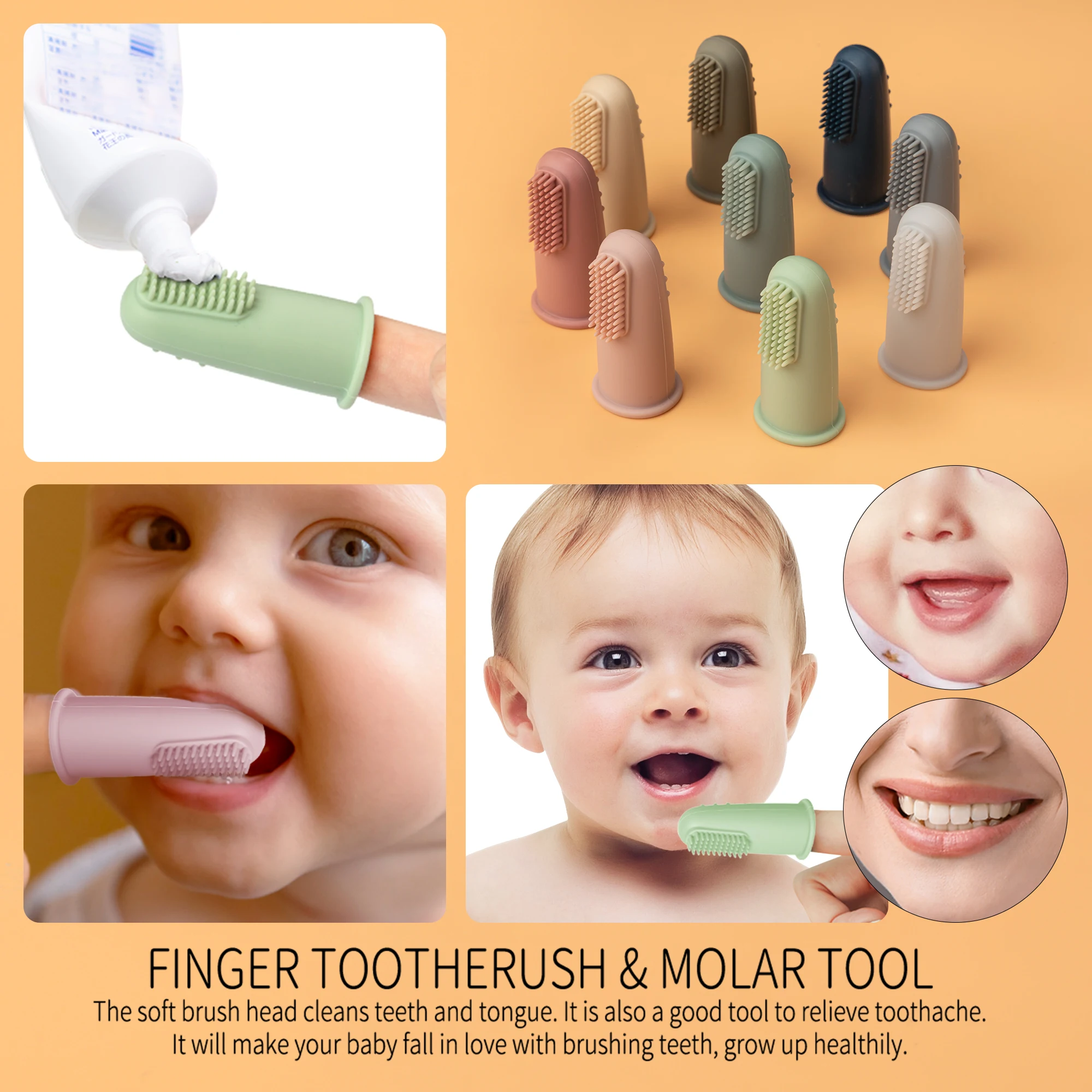3pcs Baby Finger Toothbrush Soft Cleaning Toothbrush For Kids  BPA Free Oral Health Care For Infant Gentle Protect Babie 3