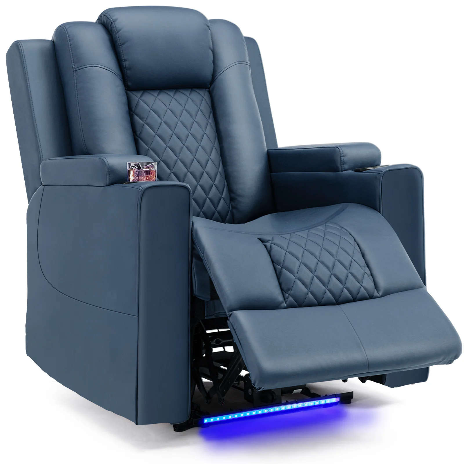 Fauteuil TV COMHOMA, fauteuil inclinable avec fonction inclinable, fauteuils inclinables et chaises longues avec LED, fauteuil TV réglable électriquement jusqu'à 150 kg avec fonction massage, salon, chambre, home ciném