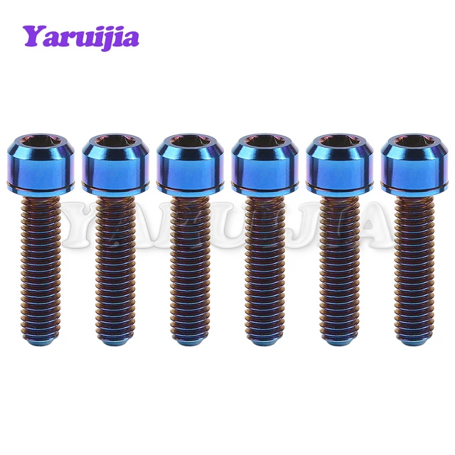 4 Pezzi M6 * 18mm Bulloni Conici In Lega Di Titanio Per Bicicletta Viti - Foto 12