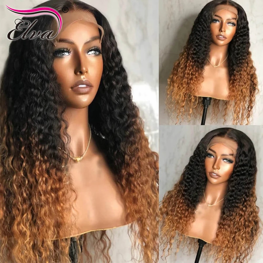 Elva Hair Peruvian Water Wave Lace Frontal Wig Brown Color Human Hair Lace  Wig Natural Colored Blonde Lace Wig Remy Hair| | - AliExpress
