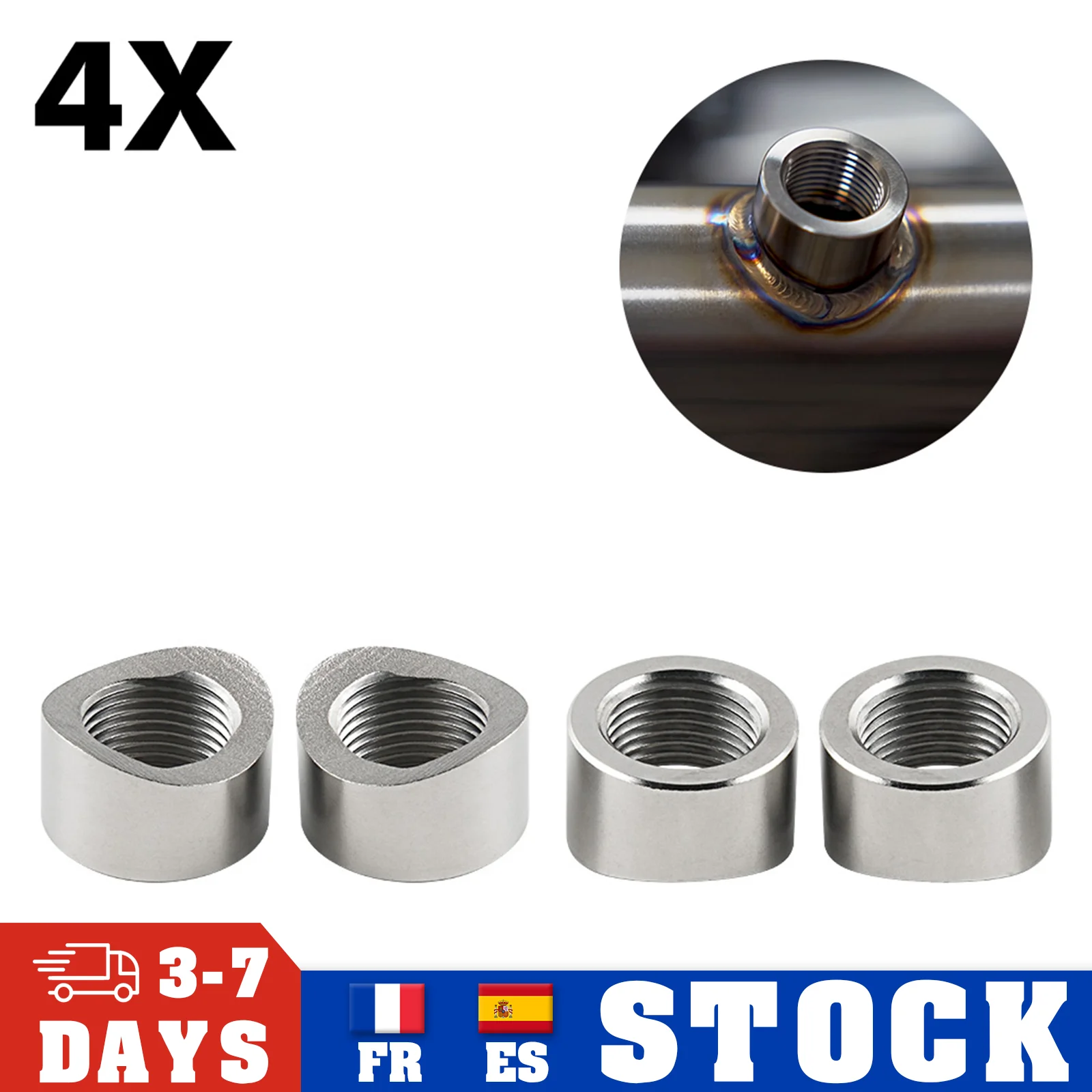 4pcs Oxygen Sensor Nut Weld Bung Plug M18x1.5 O2 Sensor Adapter Curve