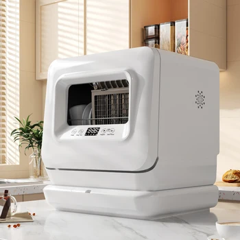 Portable mini dishwasher, 3 sets, 5 programs, digital display, water softener, 360° spray arms, 5.7 liter water consumption, 1