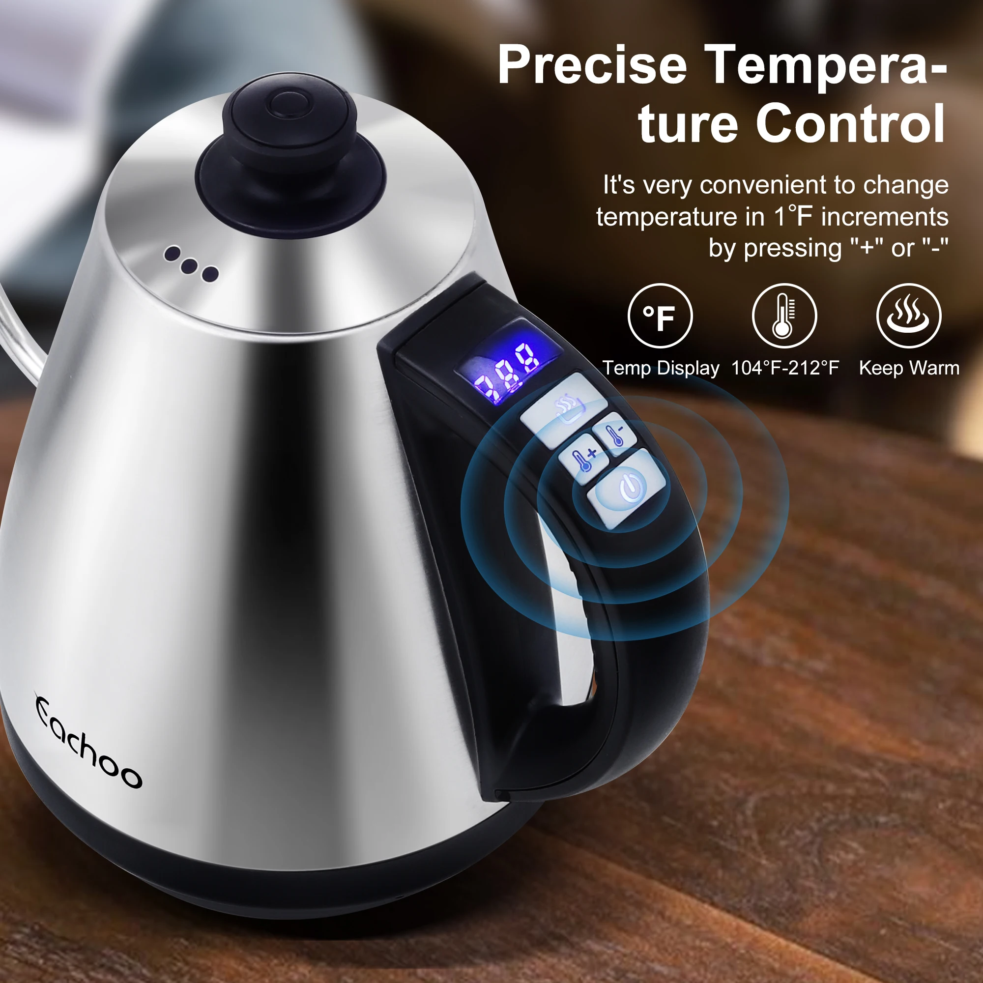 Stainless Steel Electric Gooseneck Kettle with Coffee Dripper, Pour Over Coffee Kettle with Temperature Control, LED Display 3